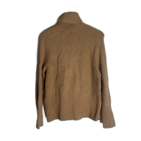 LL Bean Sweater Womens Medium Beige Tan Turtleneck Pullover Side Zip Knit - Picture 10 of 11